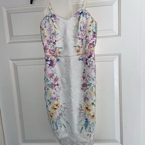 Floral Lace Dress with Multicolor Accents